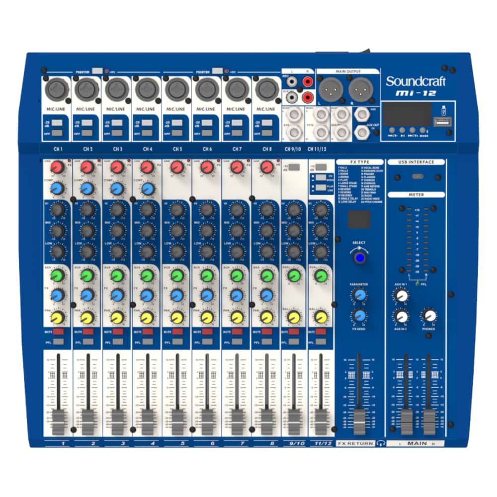 Mesa De Som Profissional Soundcraft 12 canais Mi-12 Series Console Original Mi12 Bluetooth USB