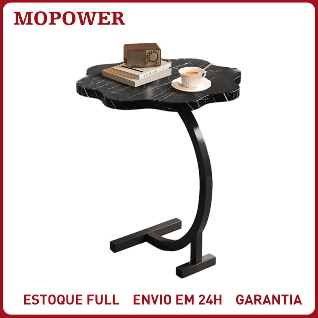 Mesa Decorativa Lateral Canto Redonda Apoio Sofá Cama Multiuso