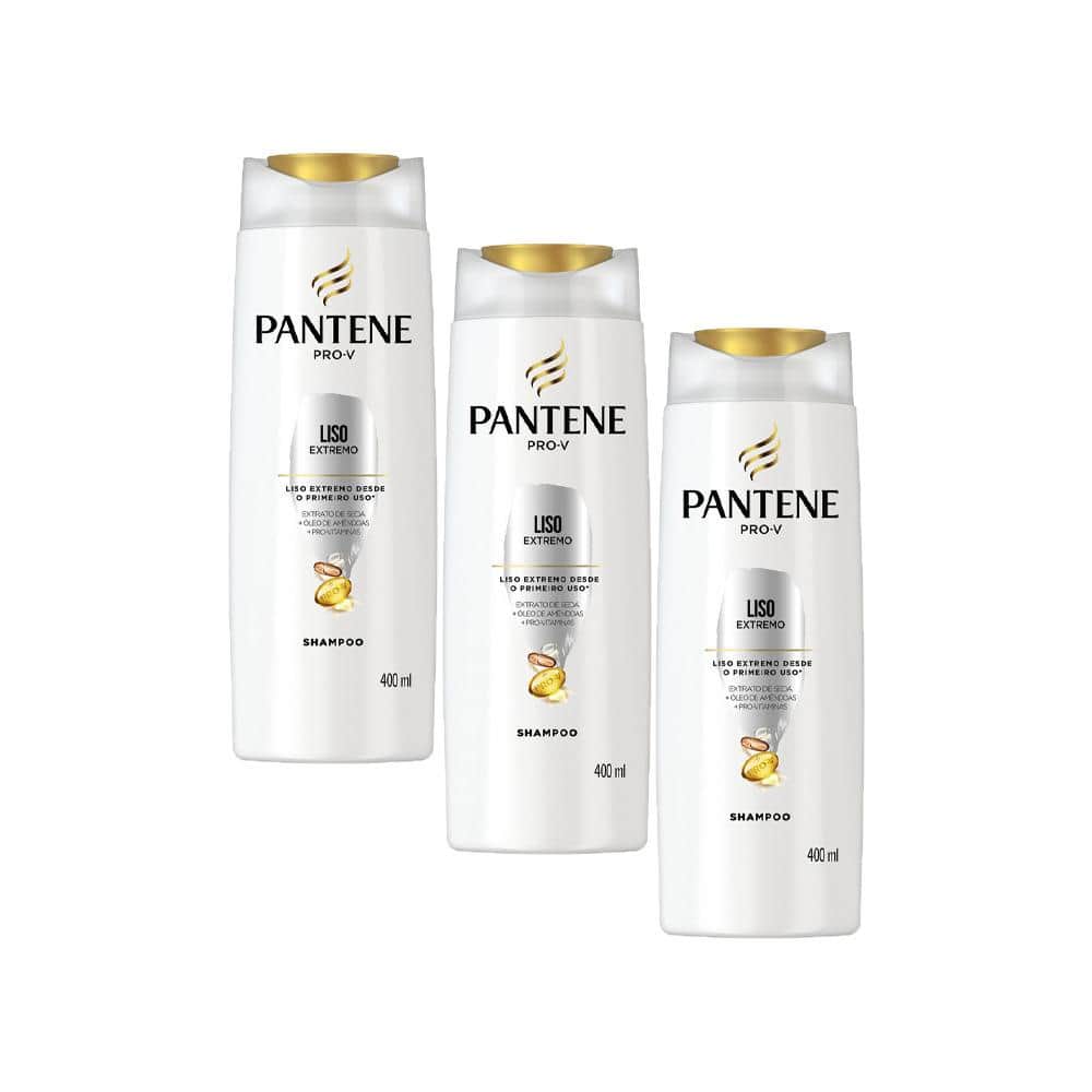 Kit Shampoo Pantene Liso Extremo 400ml com 3 Unidades
