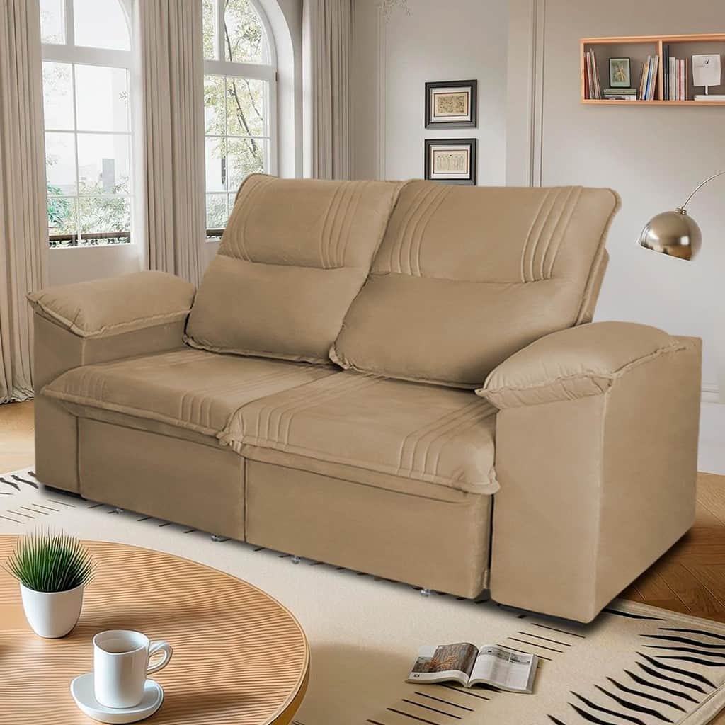 Sofá Retrátil Reclinável America 1,50m Suede 270cm 4 lugares