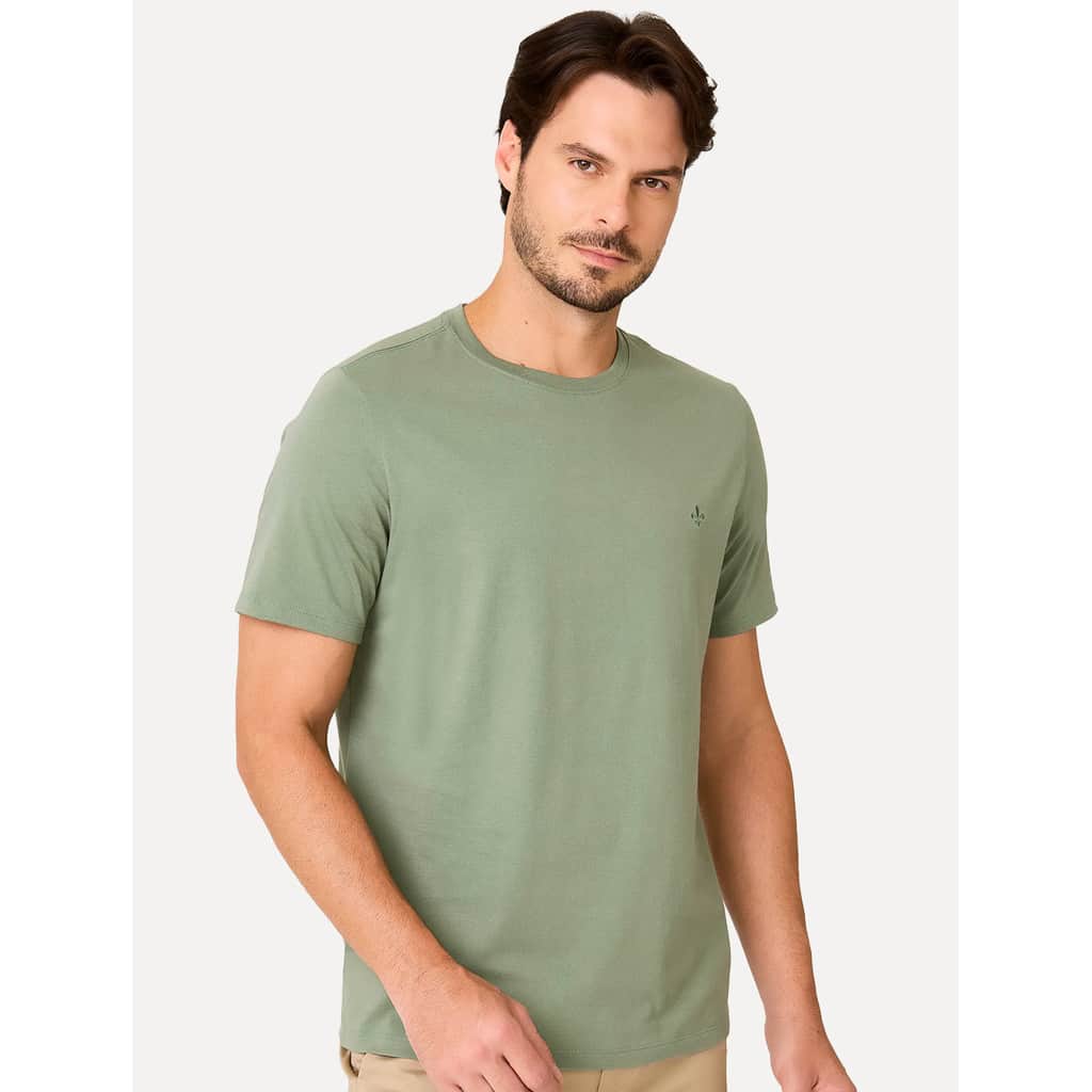 Camiseta Dudalina Original Masculina Essentials Modal Logo Verde Oliva 41.54.0865 25