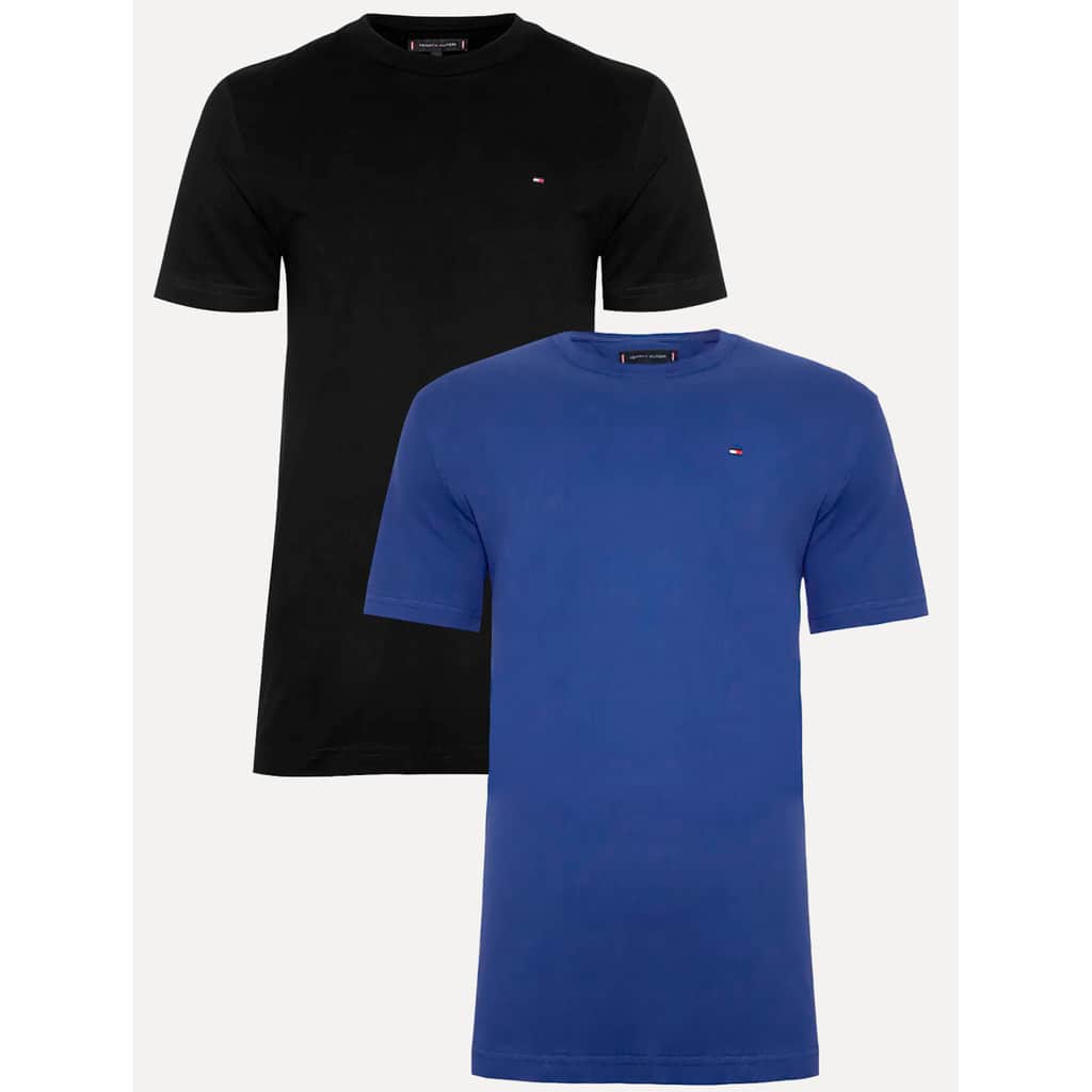 Kit Camisetas Tommy Hilfiger Original | Essential Preta/Azul Royal 2UN