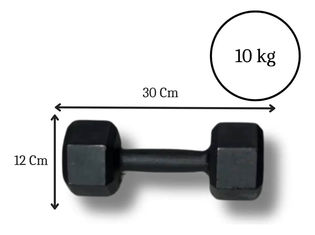 Halter Sextavado Ferro 10kg Antriderrapante Para Musculação