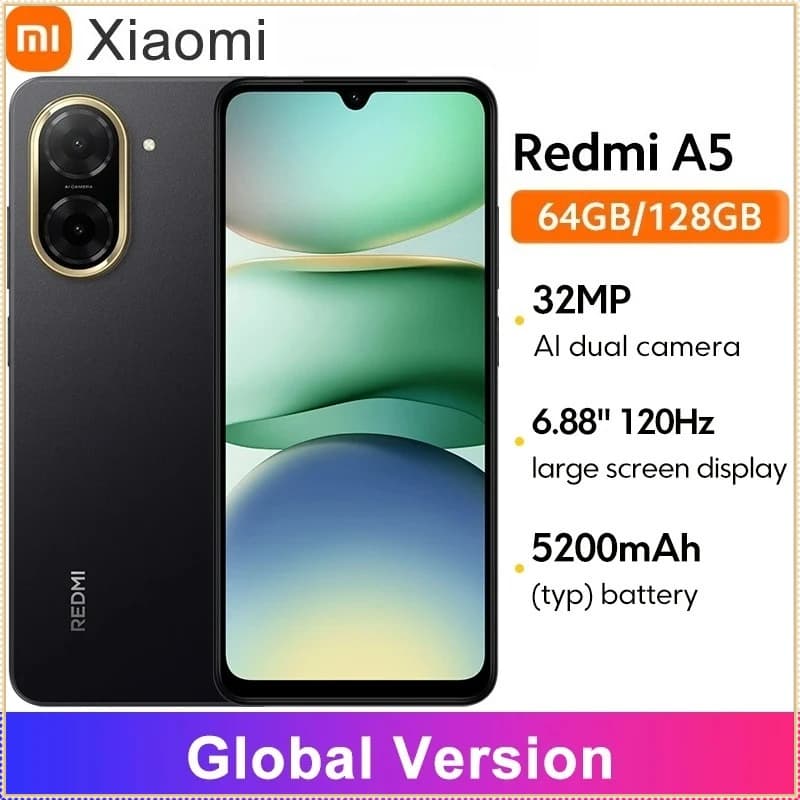 Xiaomi Redmi A5 4G Smartphone 6.88" 120Hz Screen 5200mAh Battery 32MP Dual Camera Side Fingerprint HyperOS Mobile Phone