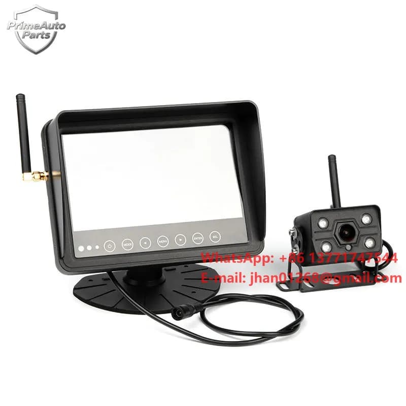 7 Inch Digital Wireless AHD Camera Kit, IP68 Waterproof Monitor with Auto Brightness for Truck Bus RV Backup
