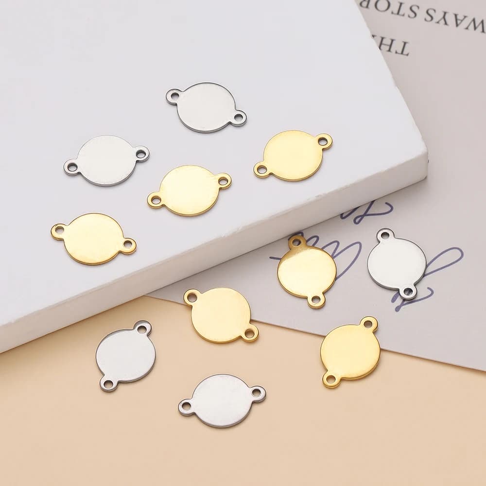 10/20Piece/Pack Stainless Steel Dog Tag Double Hole Hexagon Charms Pendants For DIY Necklace Jewelry Making Accessories