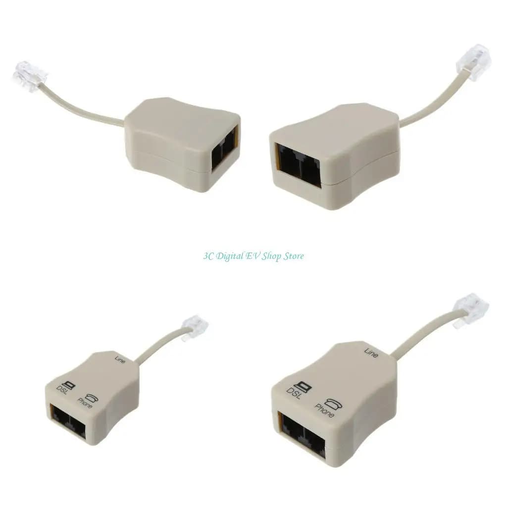 E74D Rj11 ADSL Interfaced Telephone Phone Fax Splitter Filter for Networking 1PC