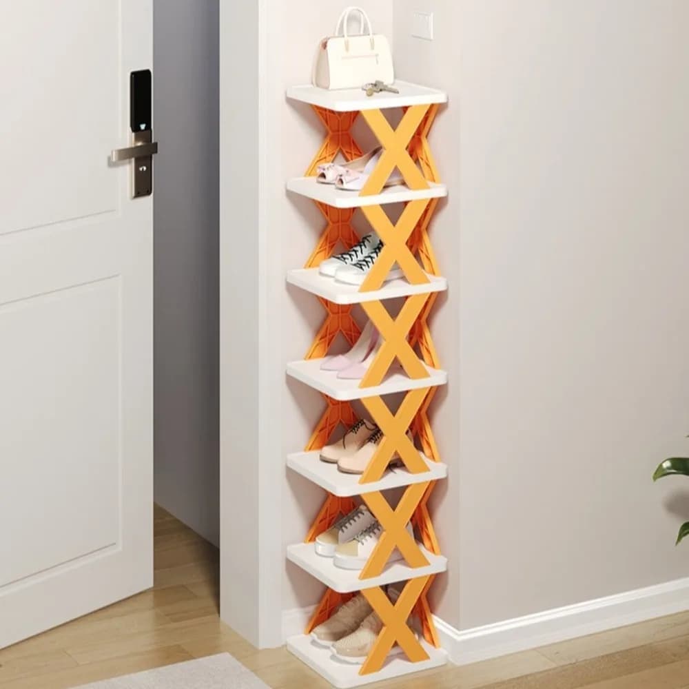 Detachable Folding Shoe Racks X-Shaped Space Saving Multi Layer Simple Shoes Shelf Removable Plastic Shoes Storage Organizer