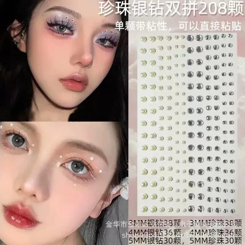 Waterproof Rhinestone Face Stickers Self Adhesive Tear Drop Pearl Gems for Music Festival Concert Stage Makeup Nose Bridge