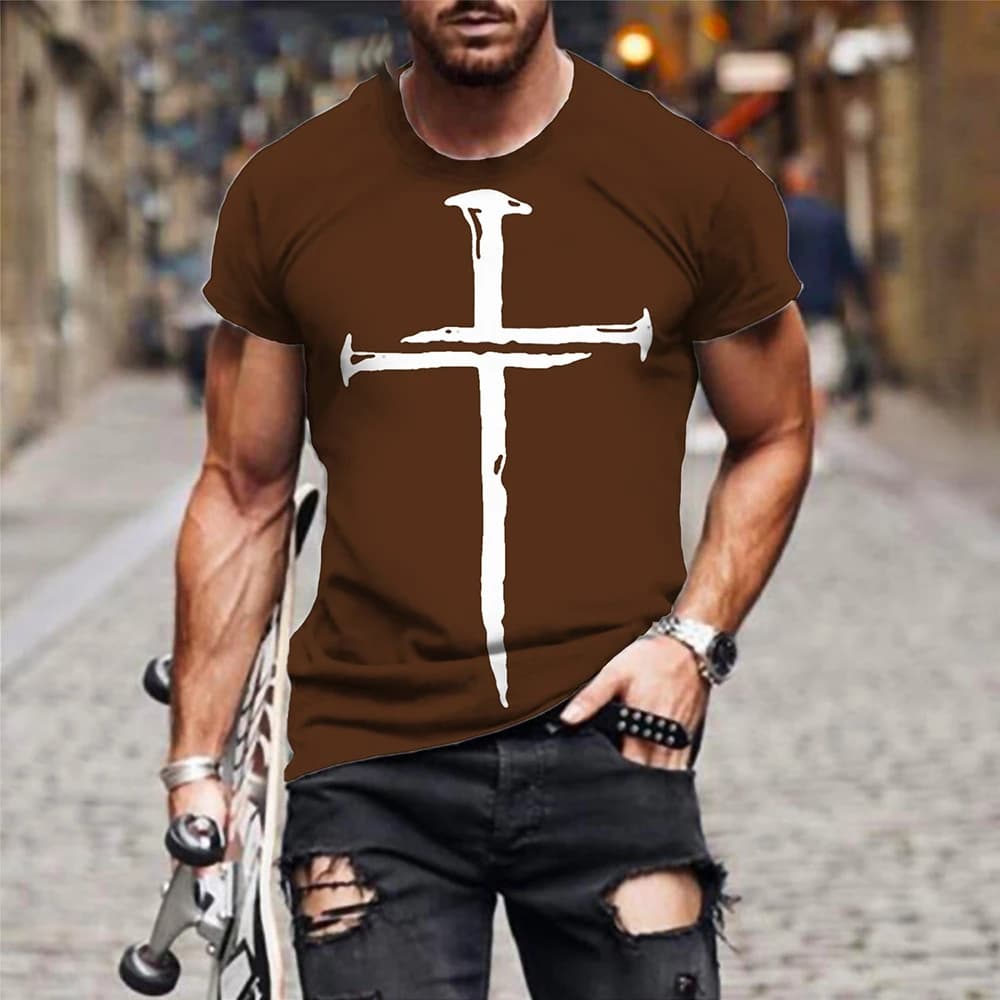 Summer Fashion Personalized Cross 3D Art Printed Elegant Simple Fashion T-shirt