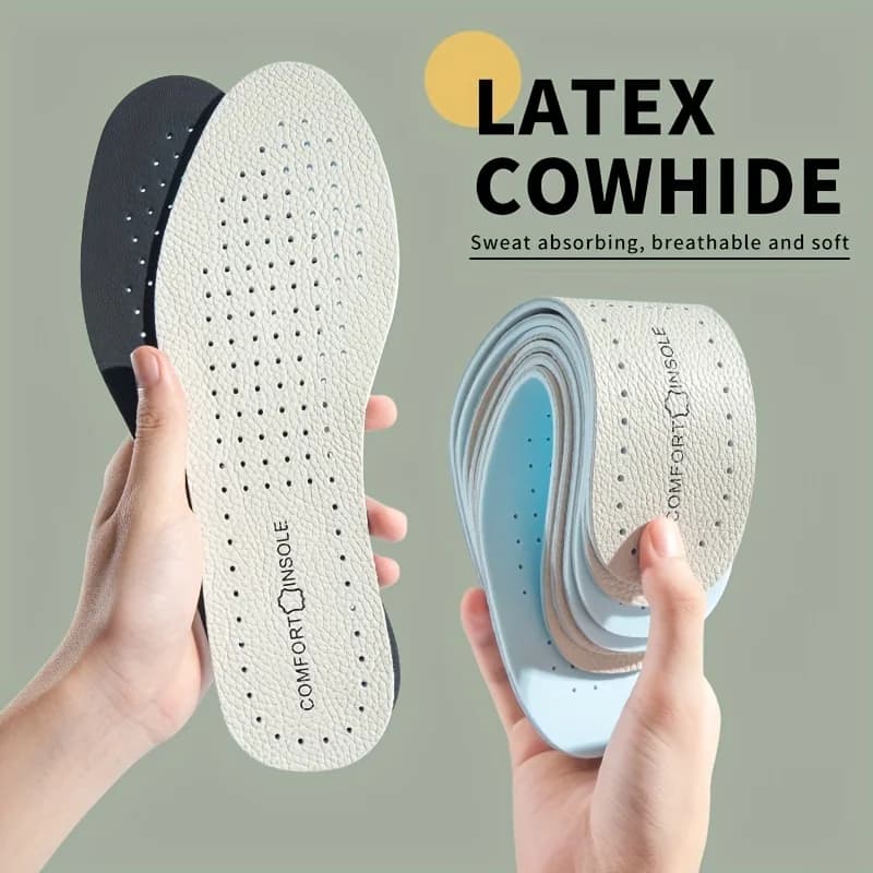Leather Insole Thickened Latex Shoes Pads Soft Breathable Summer Sports Shock Absorbing Deodorization Inserts