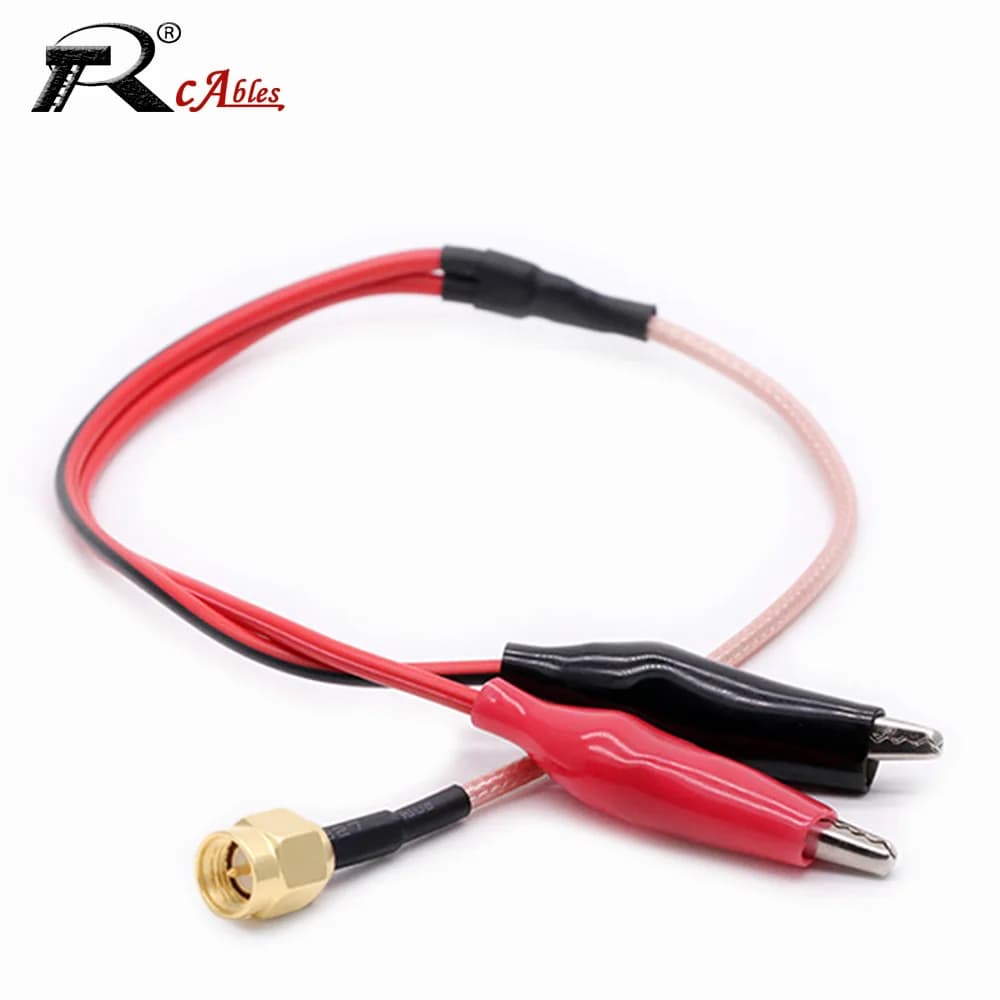 1PC RG316 RF Coaxial Cable SMA Male Plug to Dual Alligator Clips Red&Black Tester Lead Wire 50cm Connector