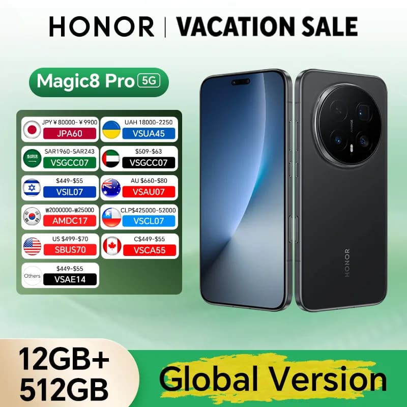 Global Version HONOR Magic8 Pro 5G 12GB+512GB 6.71'' 120Hz OLED Display 200MP Cameras 7100mAh 100W SuperCharge