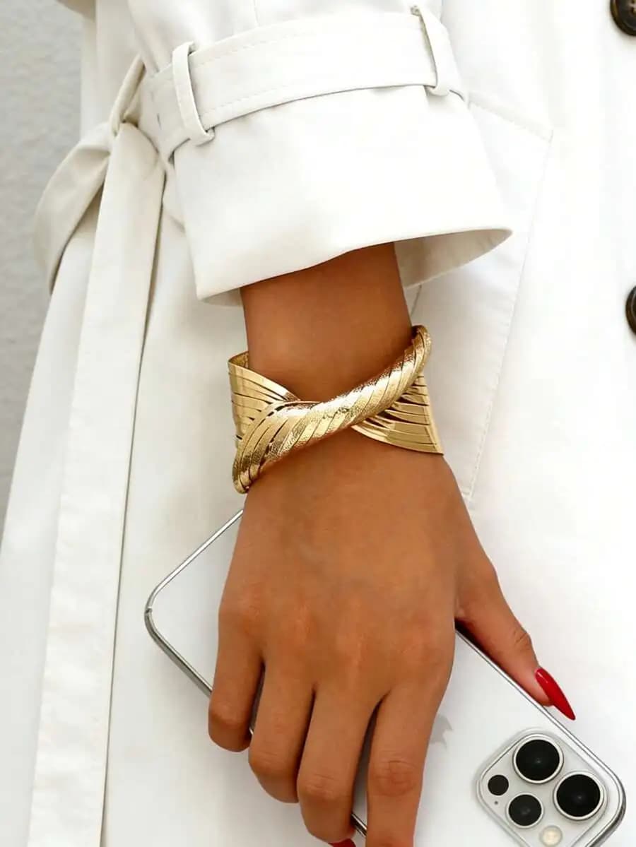 Minimalist Bohemian Adjustable Geometric Line Decor Wide Bangle
