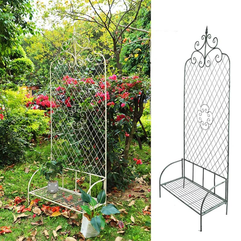 Wrought iron vine climbing frame with base screen climbing frame balcony garden garden rose mesh support frame flower pot bracke
