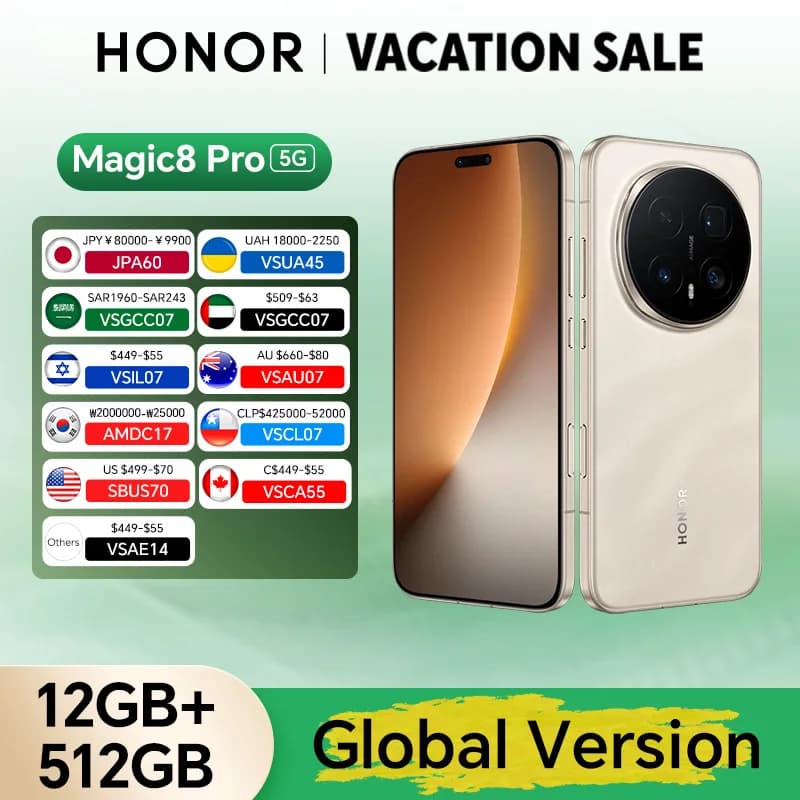 Global Version HONOR Magic8 Pro 5G 12GB+512GB 6.71'' 120Hz OLED Display 200MP Cameras 7100mAh 100W SuperCharge