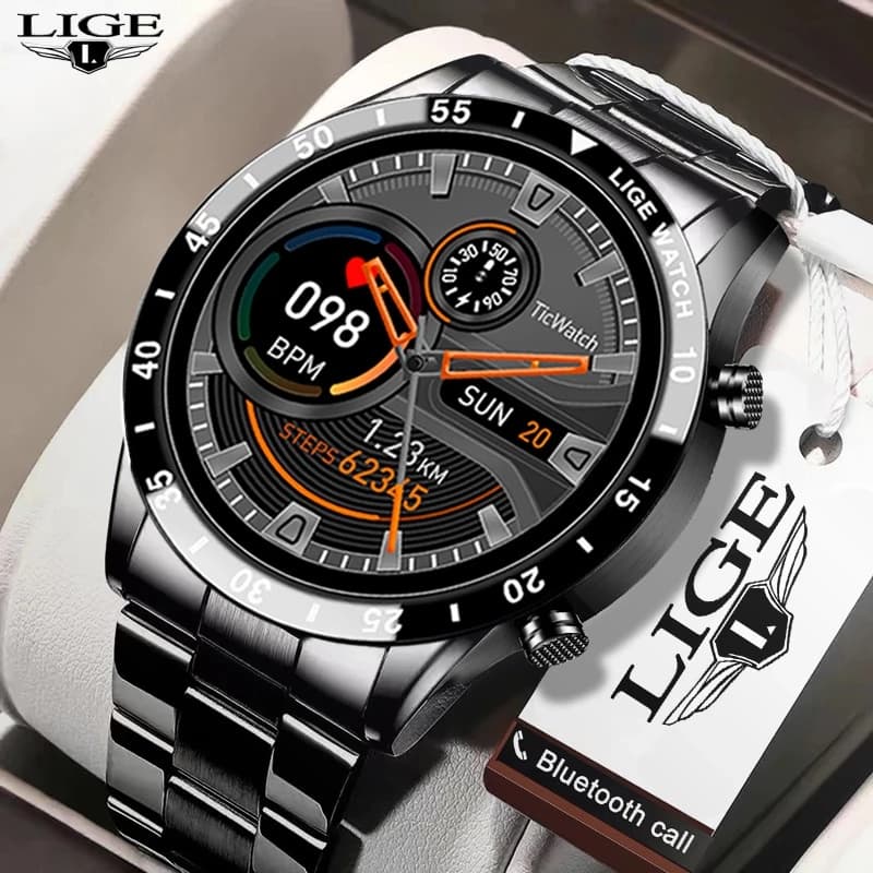 relógio inteligente LIGE masculino tela de toque completa esportes fitness ip67 à prova d'água smartwatch inteligente para android ios