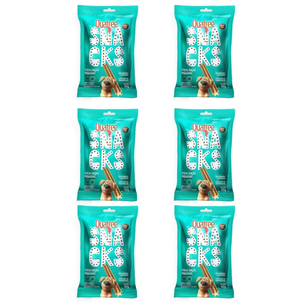 Kit 6 Petisco Quatree Snacks Cães Sticks 60 Gr