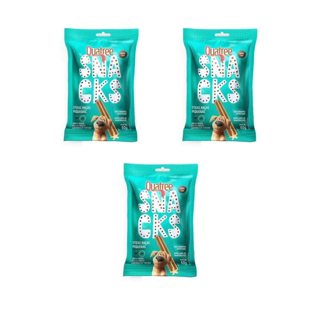 Kit 3 Petisco Quatree Snacks Cães Sticks 60 Gr