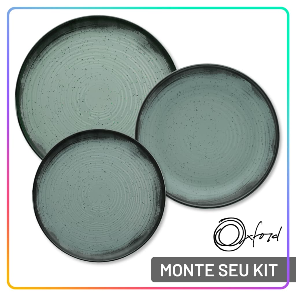 Aparelho de Jantar Oxford Jogo de Pratos Rasos, Fundos e Sobremesa Cerâmica com Opções de Kit