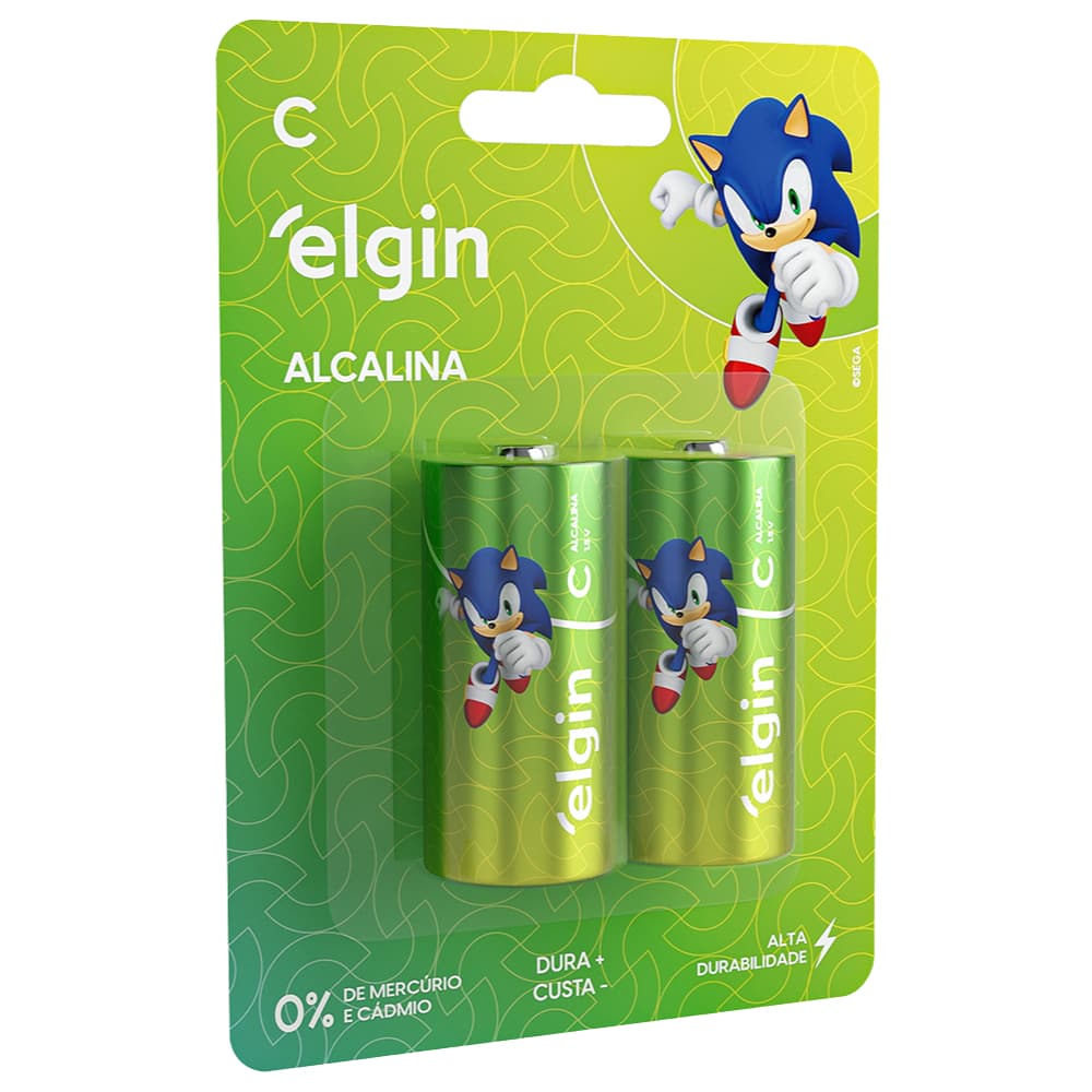 Pilha Alcalina C LR14 Médio Brinquedos Câmeras Rádios Elgin