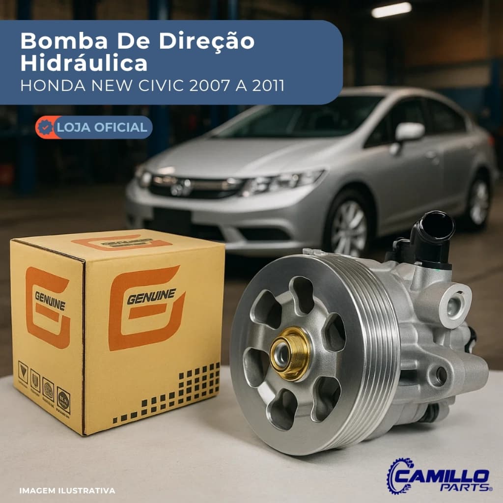 Bomba Direção Hidráulica Polia 7PK Honda New Civic Genuine Automotive