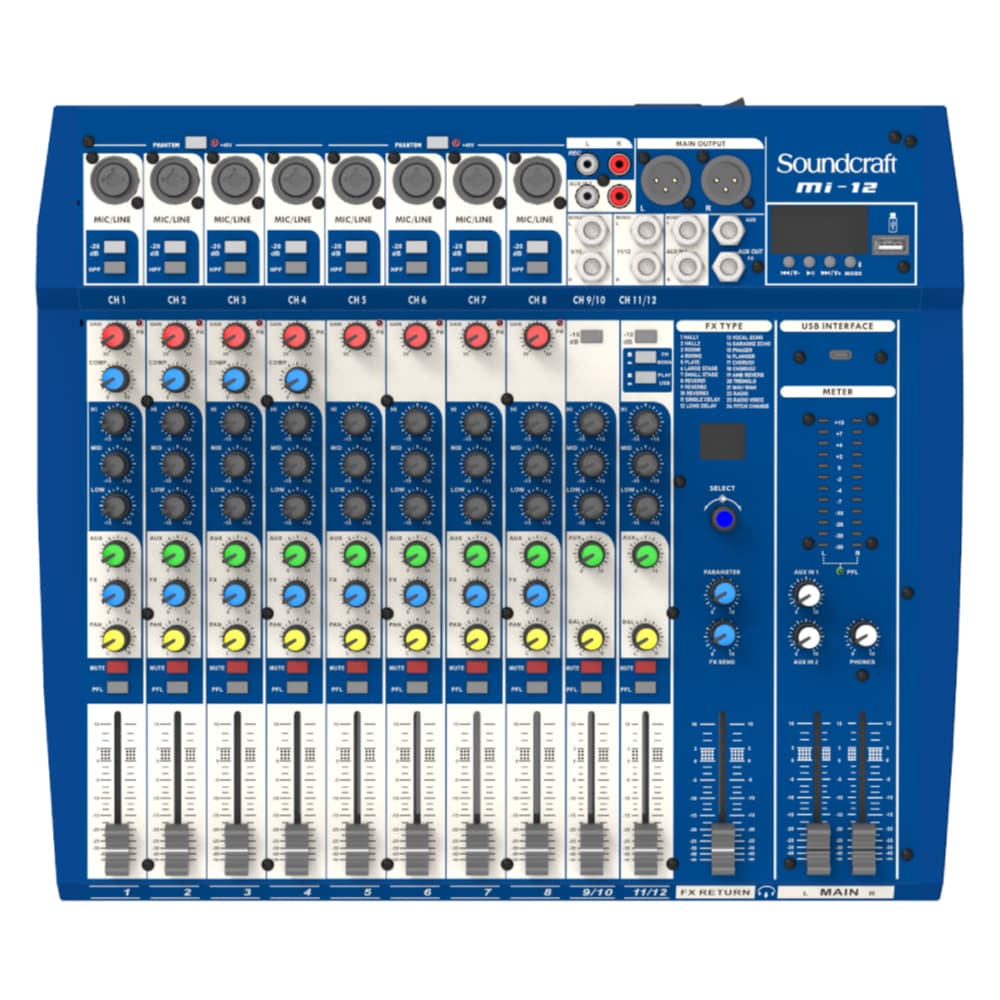 Mesa De Som Profissional Soundcraft 12 canais Mi-12 Series Console Original Mi12 Bluetooth USB