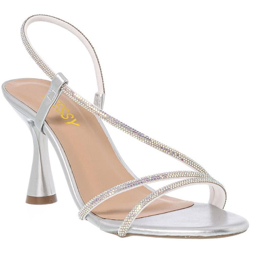 Sandália Feminina Stessy Shoes Salto Alto Fino Festa Strass Brilhante Luxo Elegante Original