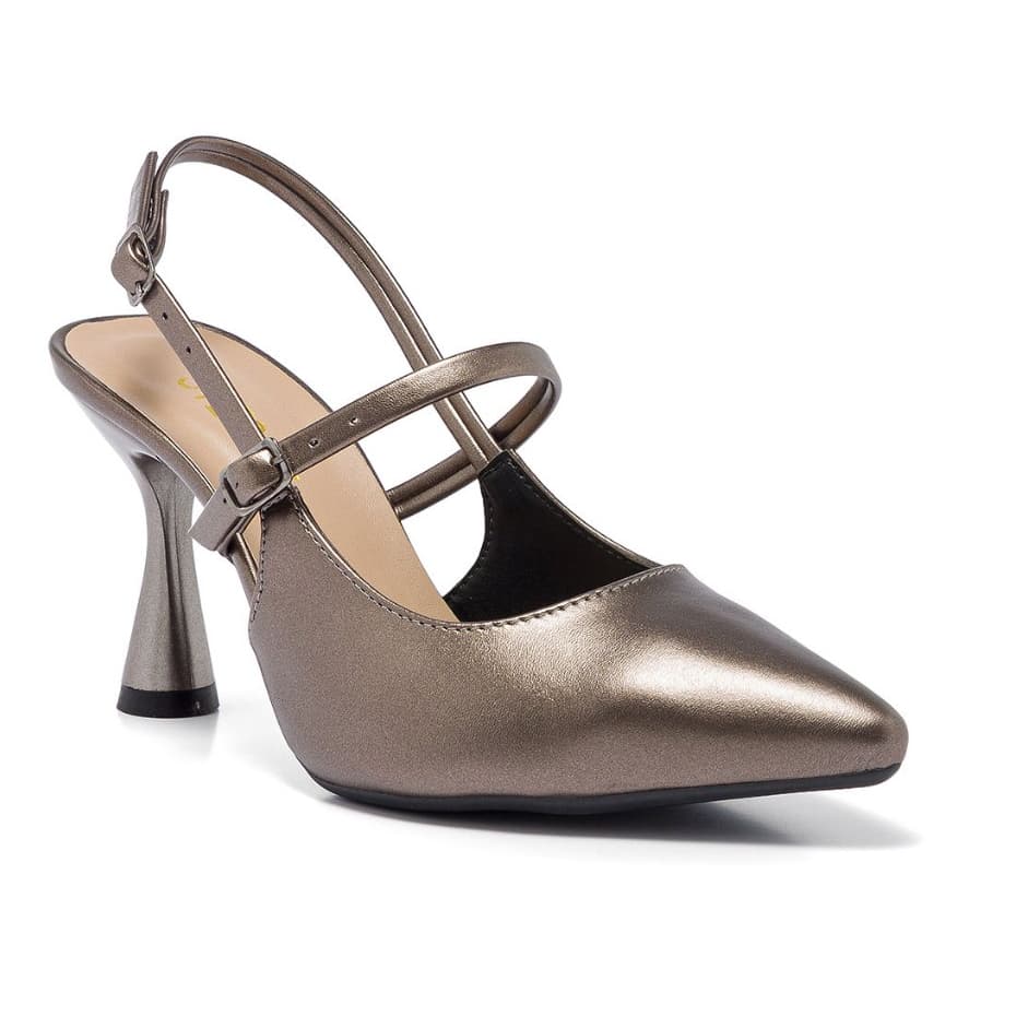 Scarpin Slingback Feminino Stessy Shoes Salto Alto Bico Fino Fivela Confortável Elegante Original