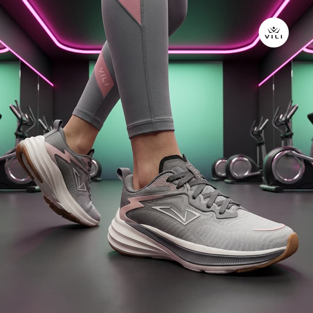 Tênis Feminino Vili Ace Corrida Caminhada Academia Leve 180gr Cinza
