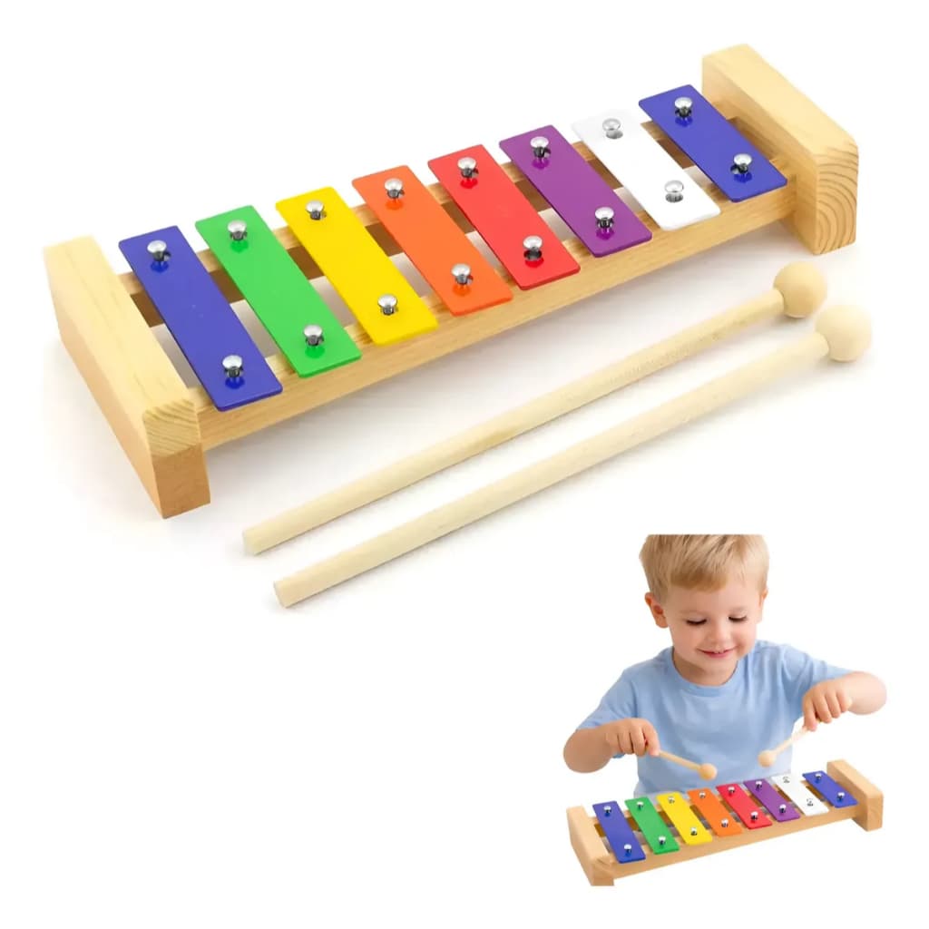 Xilofone Instrumento Musical Infantil Com 8 Notas