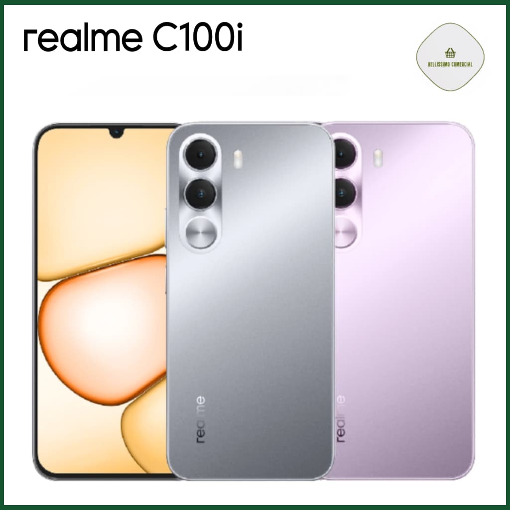 Smartphone Realme C100i 256GB / 128GB 4GB RAM Dual SIM NFC Tela 6.8" - Roxo; Cinza