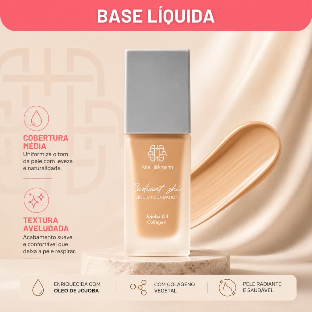 Maquiagem Base Líquida Semi Matte Radiant Skin N2 Ana Hickmann