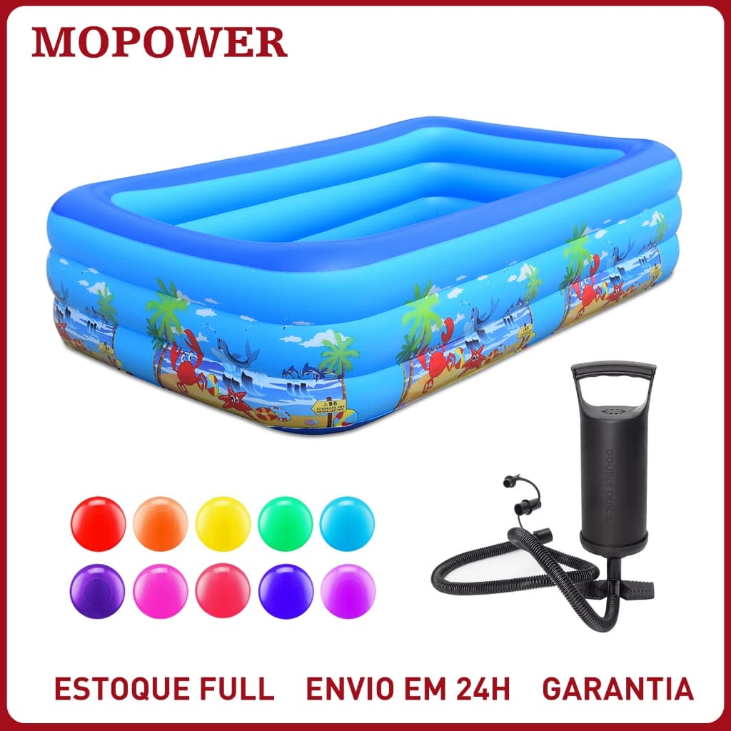 Piscina Infantil Inflável Azul [XX]L Redonda Banheira Bebê Criança Praia Verão Bolinhas Portátil