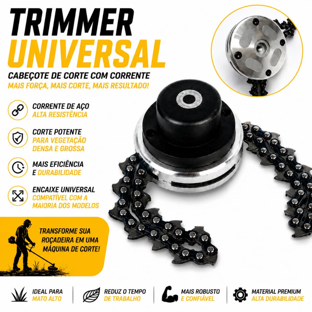 Trimmer Universal Reforçado Para Roçadeira Profissional E Jardinagem