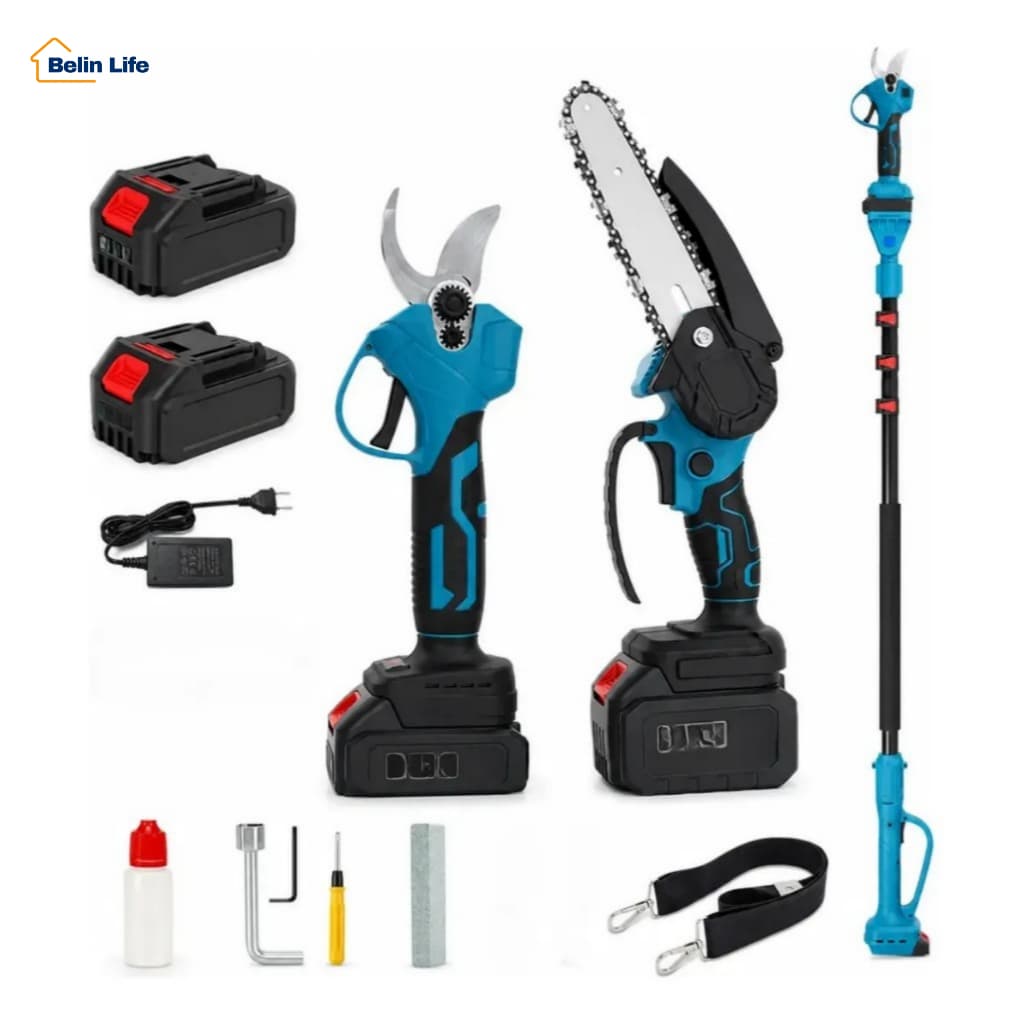 Kit Jardinagem 3 Em 1 Motosserra E Tesoura Poda Extensor 180cm Luatek LWJ-294
