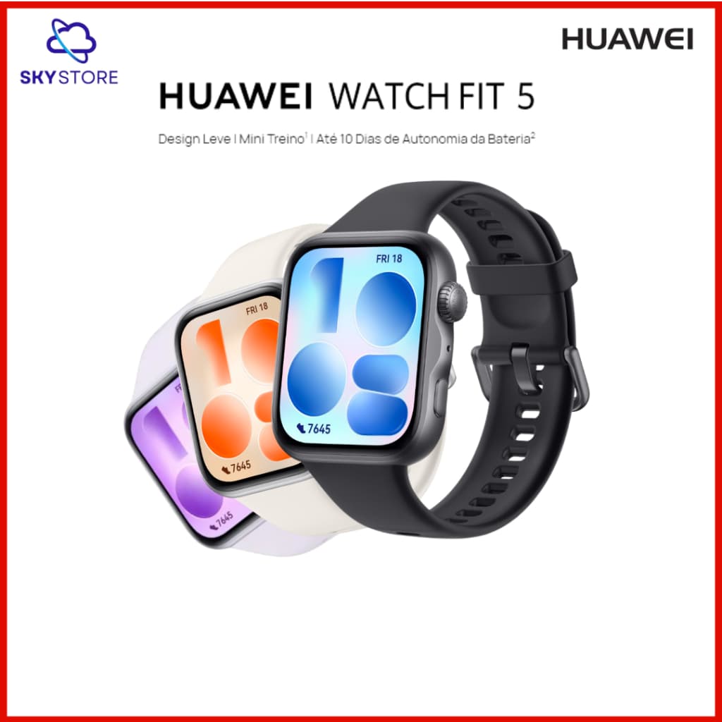 HUAWEI WATCH FIT 5, Smartwatch Relogio, AMOLED de 182" Design Leve | Mini Treino, 64 GB, GPS