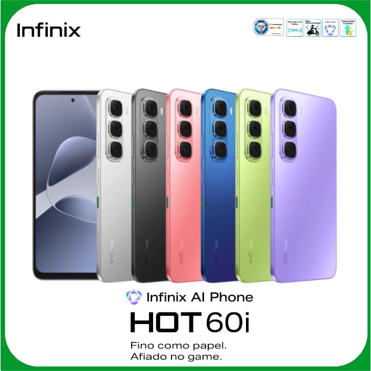 Celular Smartphone Infinix HOT 60i 4G Tela 6,7 pol. 4GB + 4GB RAM 256 GB