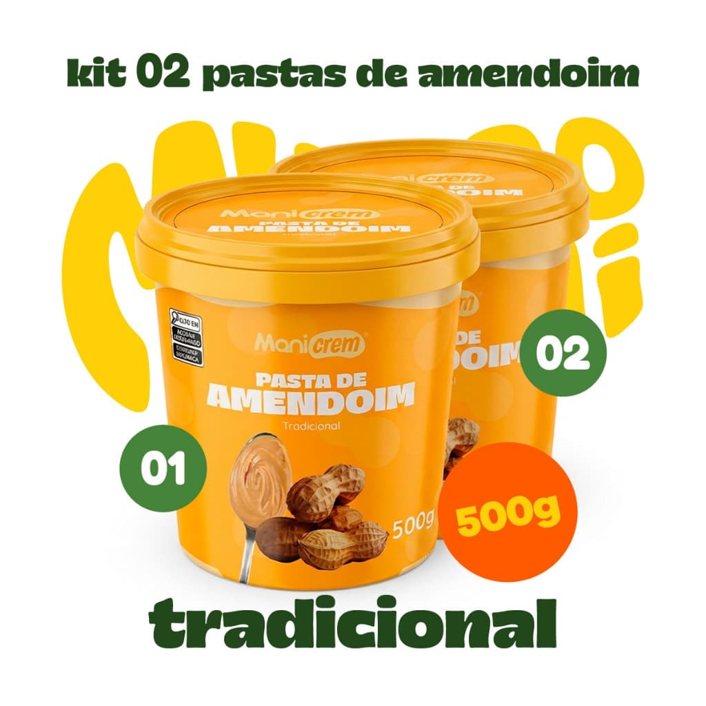 Kit 02x Pasta de Amendoim Manicrem Tradicional - 500g