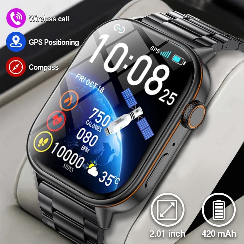 LIGE GPS Trajetória Esporte Relógio Inteligente Original Masculino HD Bluetooth Chamada Unisex Pulseira Bússola Fitness