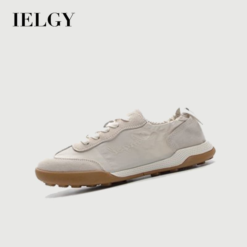 IELGY Calçados Esportivos Femininos De Couro Macio Com Cadarço Bordado all-match Sapatos Baixos Leves E Respiráveis