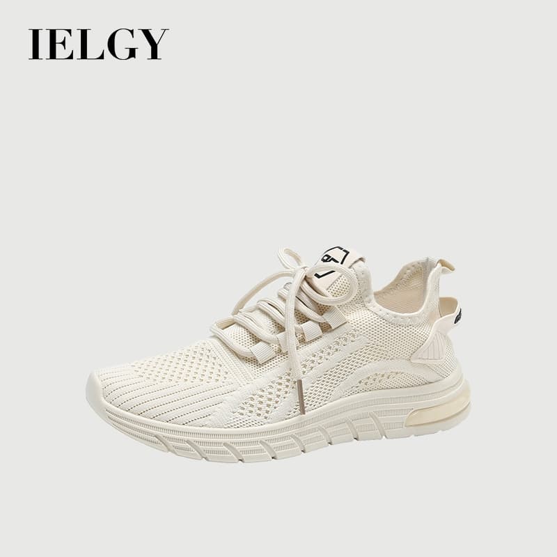 IELGY White Fly Woven Coconut Shoes Feminino Novo Coreano 4cm Tênis Casual Estudante Escritório Corrida