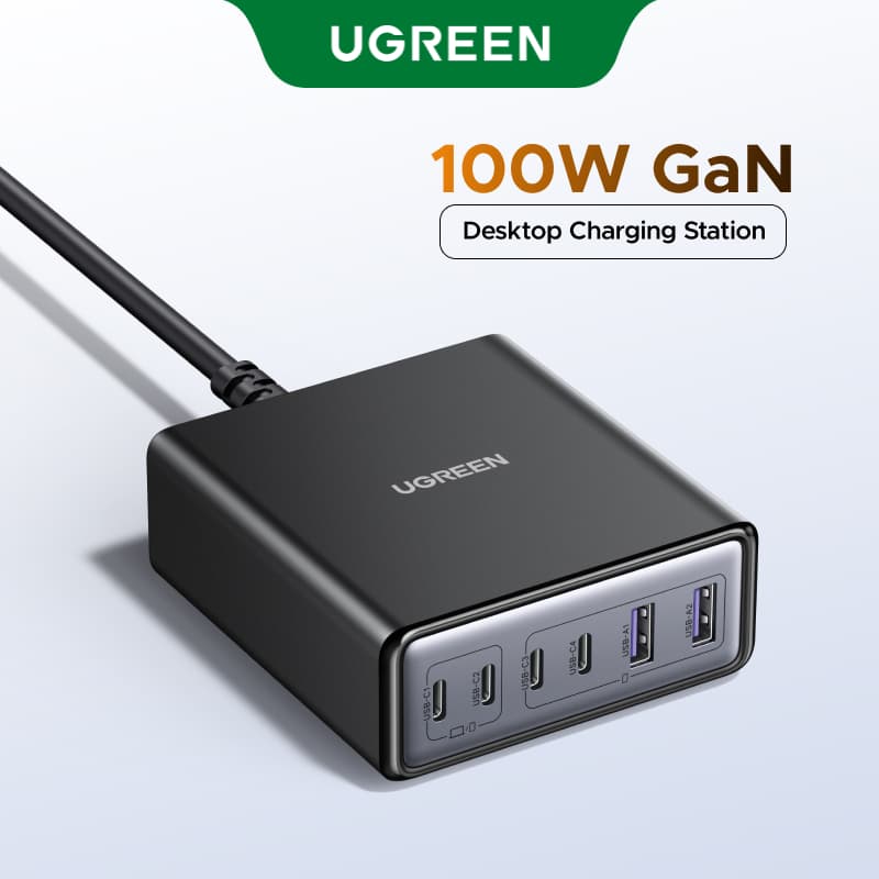 Notebook UGREEN 100W GaN 6 Em 1 Estação De Carregamento De Mesa Rápido Para Telefone/Laptop/45W Samsung/Tablets/Air Pods/iWatch/S