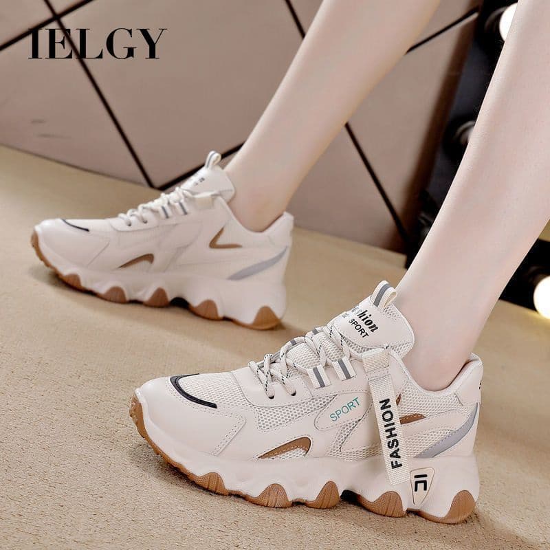 IELGY Daddy Shoes Novo Estilo All-Match Estudante Sola Grossa Aumentando Esportes Sapatos Casuais Femininos