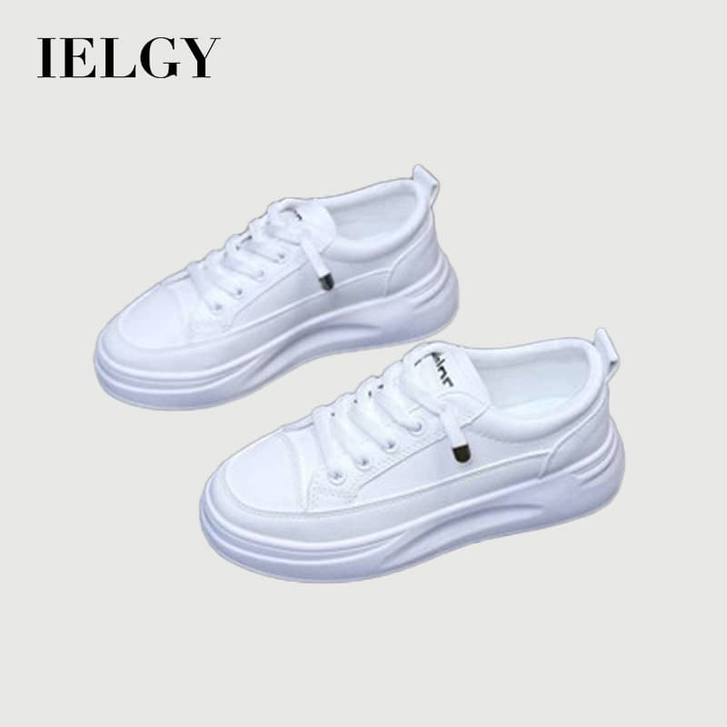 IELGY Sapatos Brancos Femininos , Novos Calçados Esportivos Respiráveis De Sola Grossa De Couro , Estilo Coreano Para Vi