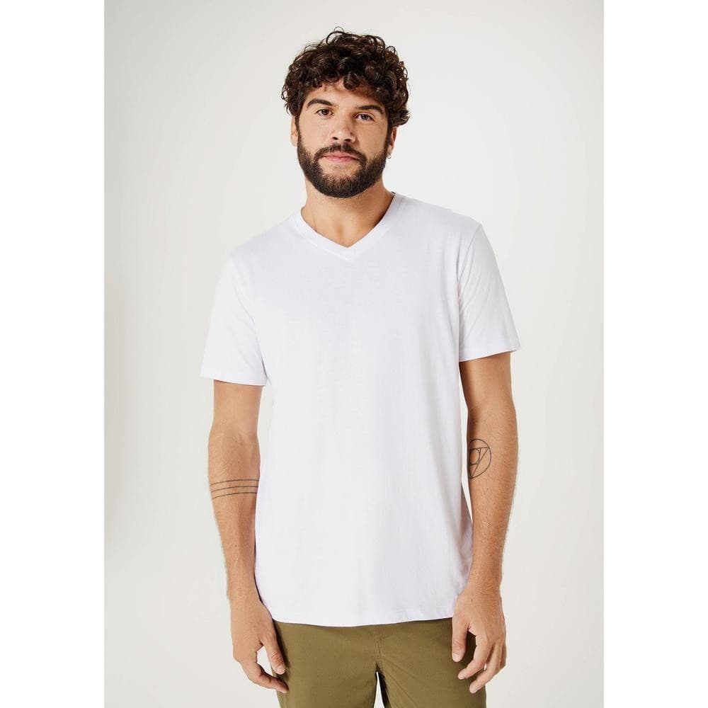 Camiseta Básica Masculina Manga Curta Gola V World Hering