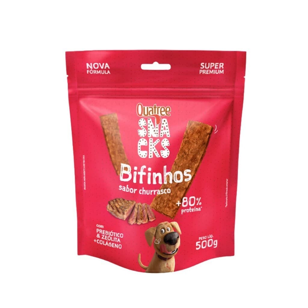 Quatree Snacks Bifinhos Sabor Churrasco 500g Para Cães