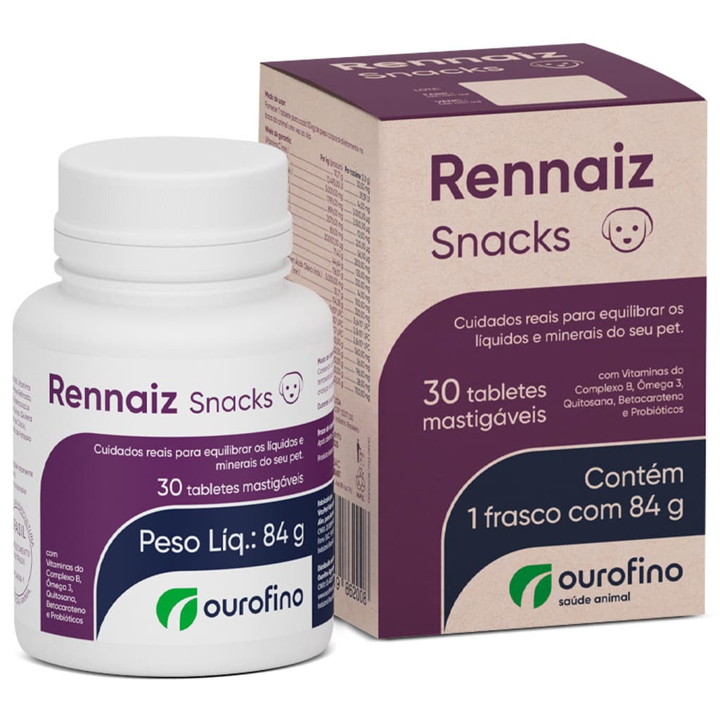 Rennaiz Snacks 30 tabletes palatáveis ourofino P/Cães