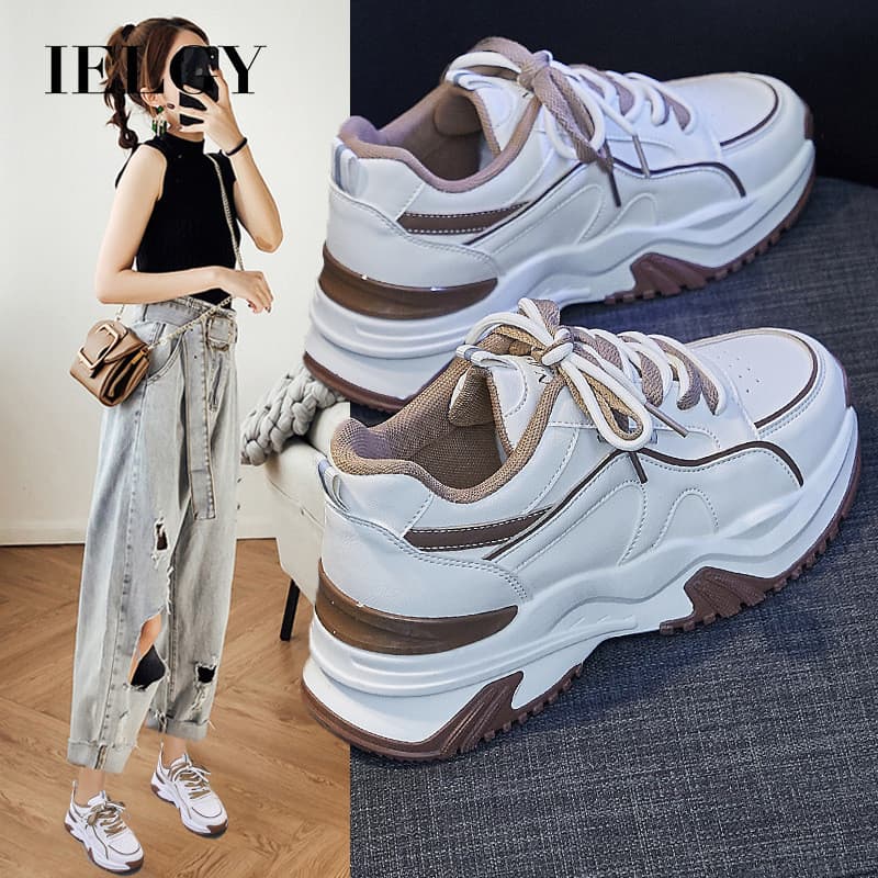IELGY Coreano Daddy Shoes Feminino 2026 Novos Tênis Casuais Respiráveis Para Estudantes