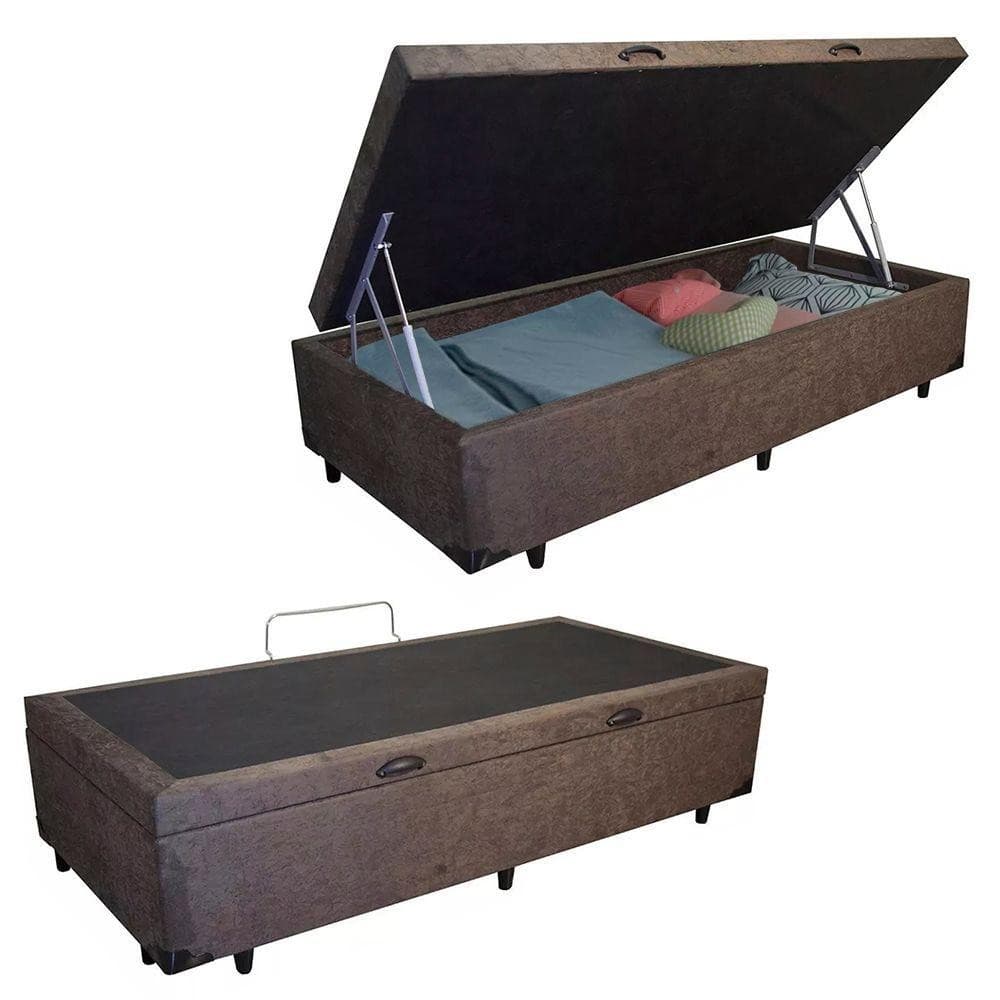 Cama Box Baú Solteiro Suede Serene Marrom 88x188x44 88×188×44